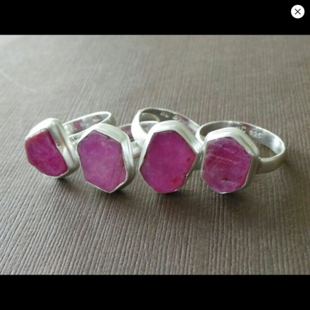 Organic Raw Ruby Ring Solitaire Birthstone Sterli… - image 4